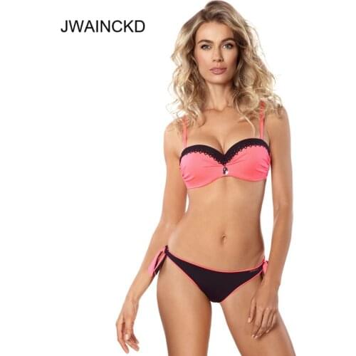 JWAINCKD 2019 New Sexy Swimwear Bordered Bottoms Bikini Set Push Up Swimsuit Female Bikinis Girls Bathing Suits Thong Biquini