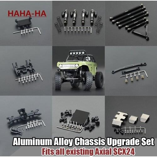 Aluminum Alloy Axle Housing Shock Absorber Steering Link Skid Plate Chassis Upgrade Set for 1/24 RC Crawler Axial SCX24 AXI90081