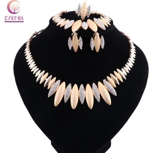 Gold Color Jewelry Sets For Women Wedding Dubai African Beads Jewelry Set Necklace Earrings Bracelet Ring Jewellery Set