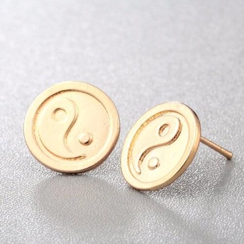 Chandler Round Yin Yang Earrings For Women Taoist Zen Jewelry Antique Chaquetas Para Mujer Simple Oorbellen Piercing Accessary