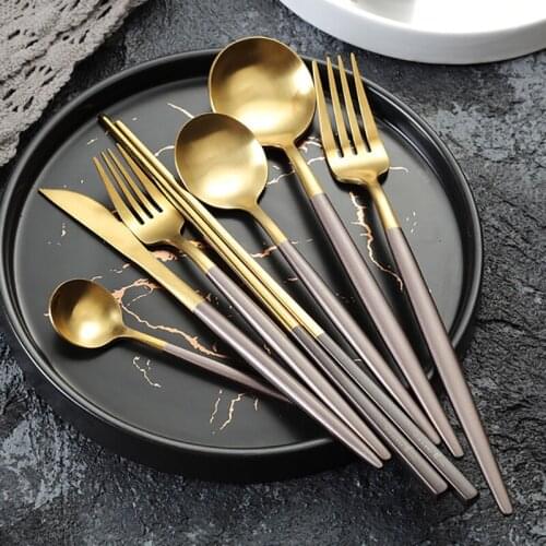 Stainless Steel Spoon Knife Fork Tableware Set Portuguese Western Fork Multicolored Dinner Tool Nordic Dinner Tableware 4pcs/set