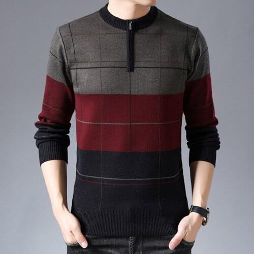 2021 New Fashion Brand Sweaters Mens Half Zip Pullover Slim Fit Jumpers Knitwear Warm Winter Korean Style Casual Clothing Men