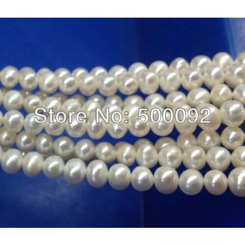 Wholesale 5-6MM near round potato cultured freshwater pearl strands