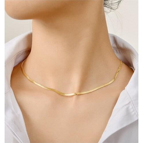 100% Pure 925 Sterling Silver Flat Snake Chain Necklace Heavy Gold Plated Flat Herringbone Chokers 40cm+4cm 5.8g