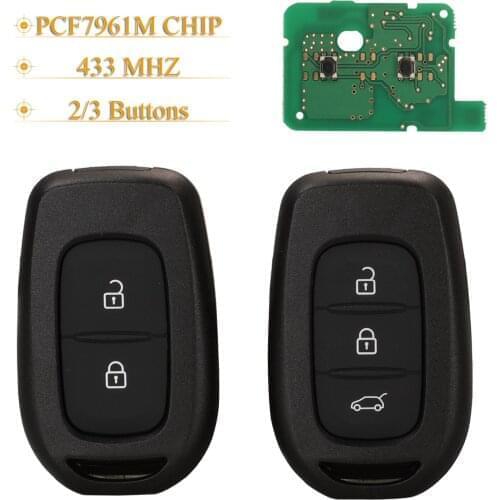 Kutery 2/3Buttons Replacement Remote Key Fod 433Mhz PCF7961M Chip For Renault Symbol Trafic For Dacia Duster Logan Sandero