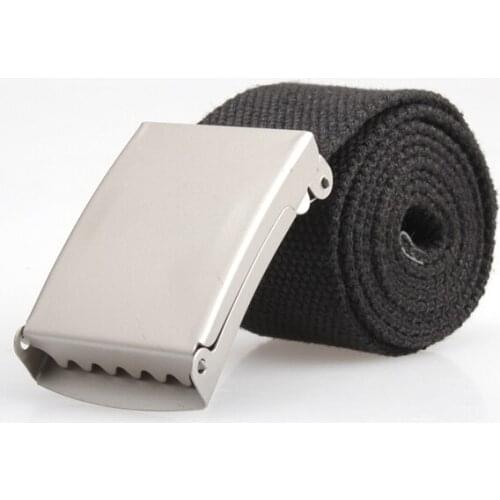 New Fashion Mens Belt Black Webbing Military Style Canvas Belt Metal Buckle Belts Man Cinturones Hombre