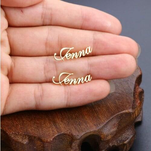 Zciti Custom Name Earrings • Minimalist Earrings • Personalized Earrings • Personalized Jewelry • Stud Earring • Gift for Her