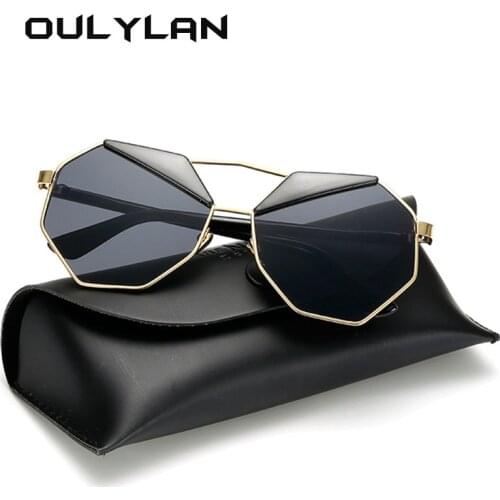 Oulylan Brand Design Polygon Sunglasses Women Men Trendy Eyebrow Metal Sun Glasses Shades Retro Mirror Eyeglasses UV400