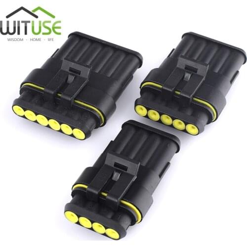 TSLEEN 5/10 Sets Female IP68 Waterproof Cable Automotive Male Way Super Seal Electrical Wire Connector Auto Plug 1/2/3/4/5/6 Pin