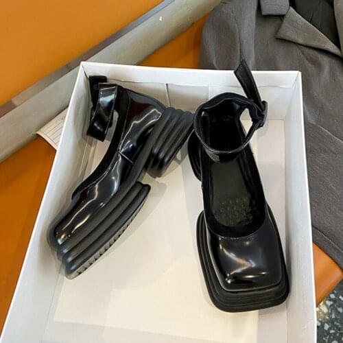 Girls Mary Jane Shoes Platform Lolita JK Sandals 2021 New Women Shallow Loafers Black Chunky Heel Ankle Belt Buckle Autumn Shoes
