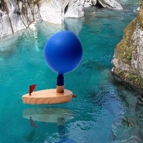 Wooden Balloon Powered Boat Science Experiment Learning Toys Early Educational Bath Kids Toys Development For Children Wood F2B8