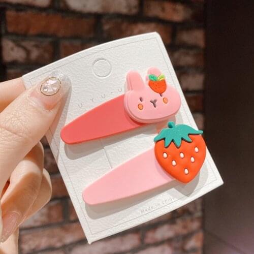 2Pcs/Set Baby Girls Geometric Hair Grips Kids Candy Color Hair Clip Children Cartoon Hairpins Korean Barrettes Toddler Headwear