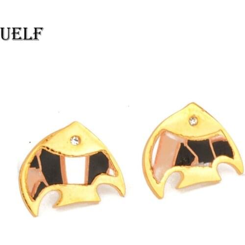Uelf 2019 New Style Pearl Abalone Shell Fish Shape Stud Earrings Women Unique Charm Acrylic Geometric Statement Beach Jewelry