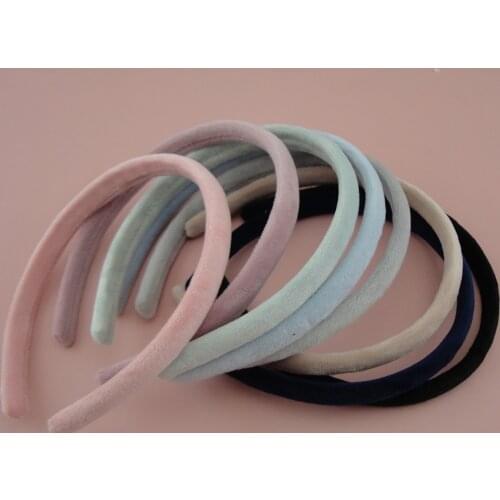10PCS 12mm Pastel Colors Velvet Fabric Covered Plastic Hair Headbands hair hoops for Women girls fur hairbands