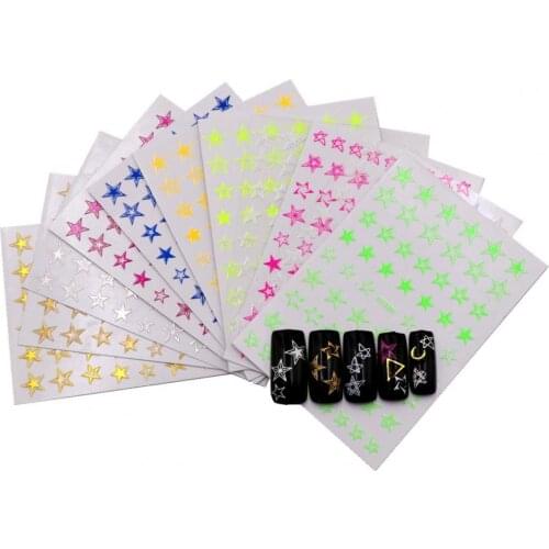 12Pcs/Set Nail Sliders 3D DIY Glitter Star Shape Back Adhesion Manicure Decals for Beauty nails accesorios наклейки на ногти
