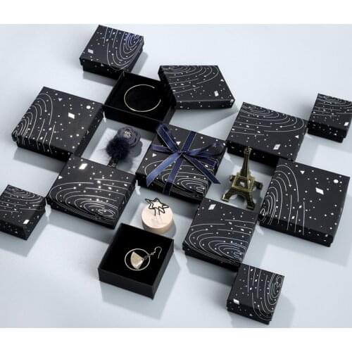 24pc Romantic Wedding Jewelry Boxes Present Storage Starry Sky Pattern Gift Box For Packaging Necklace Bracelet Earring Display
