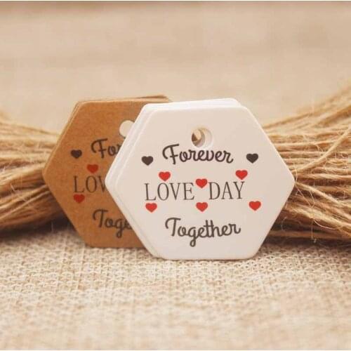 3*3cm 100pcs/lot mutli styles hexagon shape wedding faovrs label tag handmade gifts hang tag label kraft sweet love tag