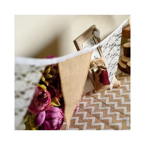 3M Hessian Lace Flag Jute Pennant Baby Shower birthday Anniversary Rustic Wedding Store DIY Bunting Banner