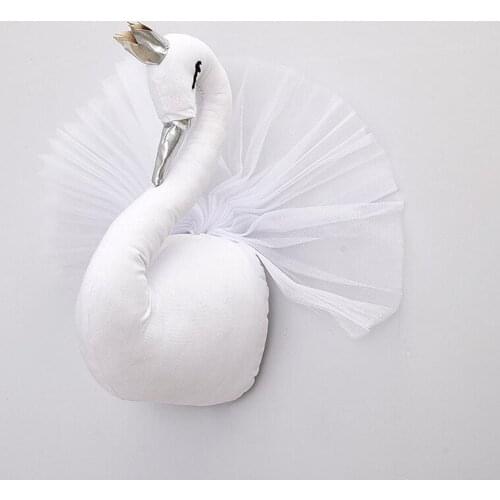 3D Animal Swan Heads Wall Mount Decoration Hang Mural Stuffed Toy Nordic Home Baby Room Nursery Kindergarten Artwork Decor