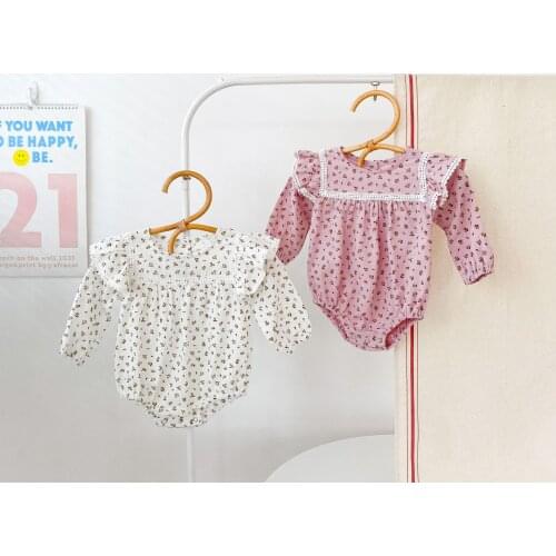 8378 Newborn Baby Clothes Girls Bodysuit Autumn 2021 Floral Long Sleeve Baby Girl Jumpsuit Sweet Lovely Baby One Piece Clothes