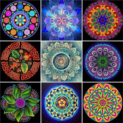 Huacan 5D Diamond Painting Full Square Mandala Diamond Embroidery Mosaic Flower Handmade Gift Needlework Decoration For Home