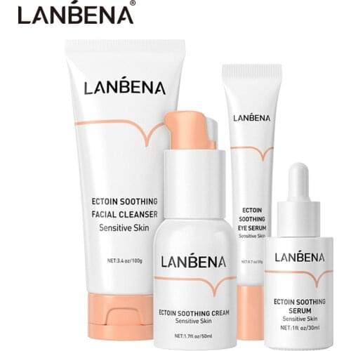 LANBENA Ectoin Anti Allergic Repair Soothe Sensitive Skin Care Set Facial cleanser + Eye Essence Cream + Lotion+ Soothe Serum