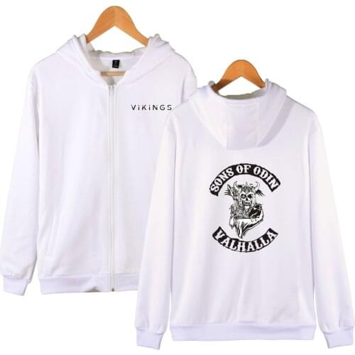 SONS of ODIN VALHALLA white Hoodies teenage Zipper Hoodie Sweatshirt Jacket Coat Unisex Clothes Hip Hop Fashion Casual coat