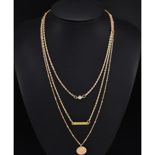 Bohemian Multi-Element Crystal Pendant Necklace for Women Gold Fashion Multi Layer Necklaces & Pendants Jewelry Wholesale
