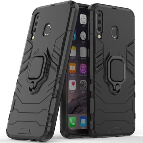 For Samsung Galaxy M30 Case Cover Silicone TPU and Hard Ultra Luxury Armor Metal Ring Holder Case for Samsung Galaxy M30