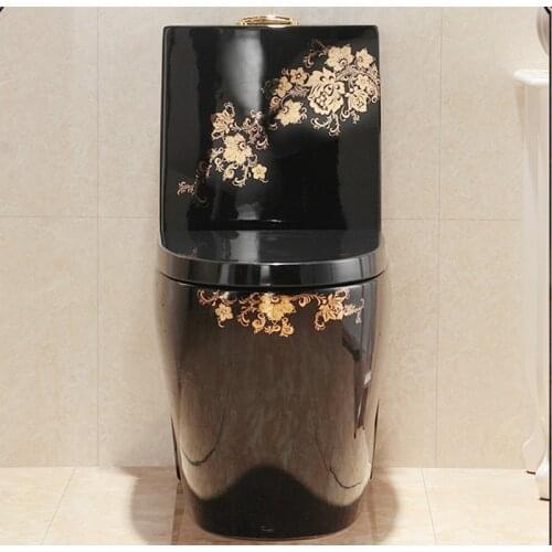 Color retro super swirling toilet European gold toilet ceramic water-saving and odor proof black toilet