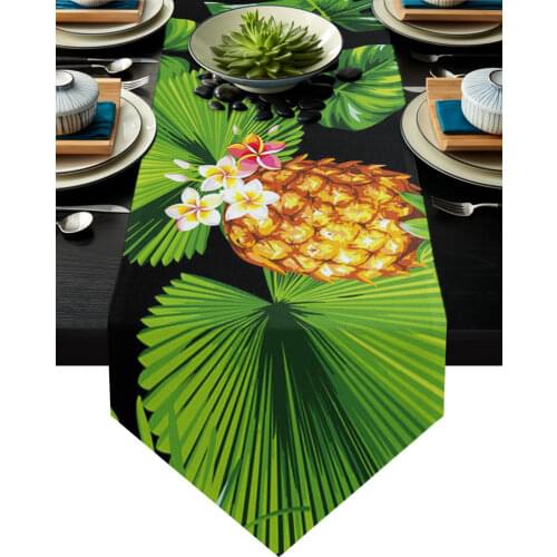 Pineapple Green Leaves Flowers Plant Table Runner Table Art Home Party Country Wedding Decoration Tablecloth Table Runners