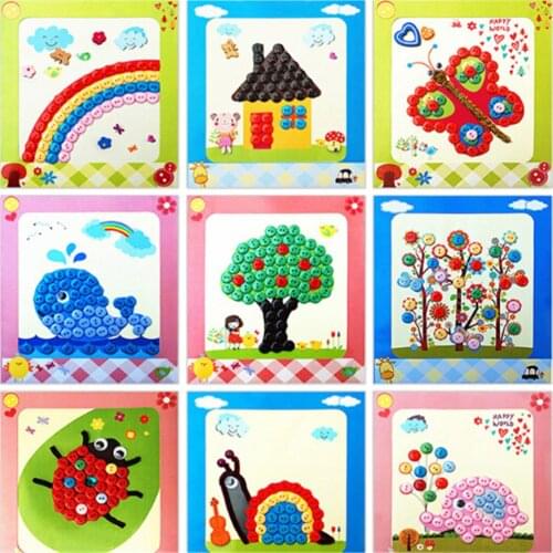 Kids DIY Button Stickers Drawing Toys Funny Game Handmade School Art Class Painting Drawing Craft Kit Children Early Educational
