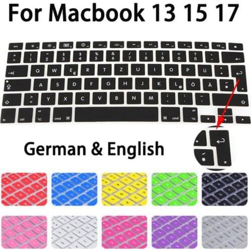 European German Keyboard Cover Silicone Waterproof Skin Sticker Protector EU For Apple MacBook Pro 13 Retina 15 17 Air 13 Film