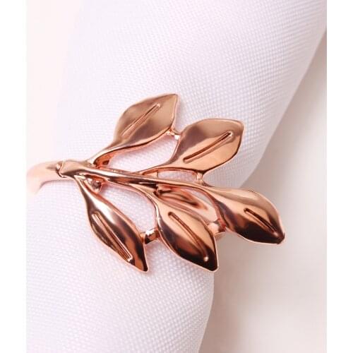12pcs Dining Table Napkin Holder Party Supplies Golden Leaf Napkin Rings Wedding Event Decoration Fashion Maple Fast Food