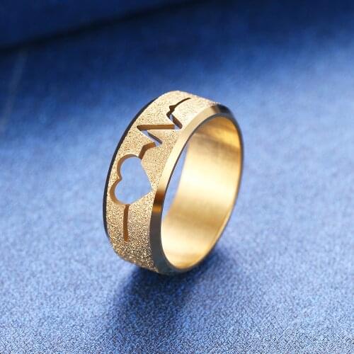 CACANA 316L Stainless Steel High Quality Ring Simple Matte Fashion ECG Design Rings Finger Engagement Gift For Women Jewelry