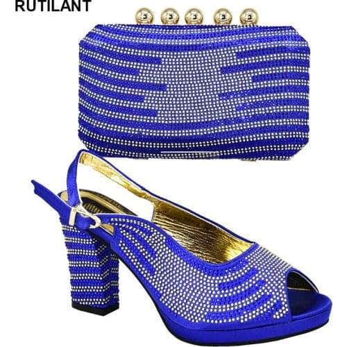 Metal Decoration Party Italian Ladies Shoes and Bags To Match Set Designer Luxury Shoes Women 2019 Shoes and Bag Sets for Women