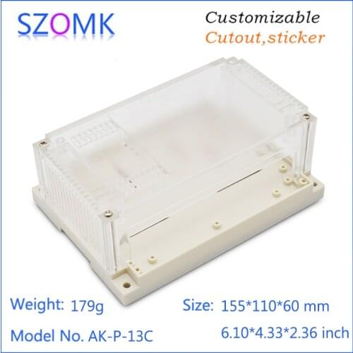 1 piece 155*110*60mm szomk plastic enclosure for electronics project din rail instrument casing PLC housing plastic enclosure