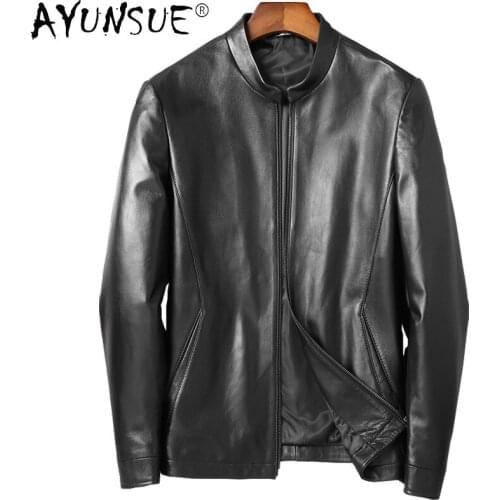 AYUNSUE Real Sheepskin Jackets Mens Genuine Leather Jacket Men Autumn Black Coats Male Korean Clothes Chaquetas Hombre SQQ289