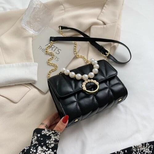 Beaded Small Handbag Summer Lady Messenger Bag Fashion Shoulder Bag Casual Small Square Bag Pure Color Luxury Designer Handbag
