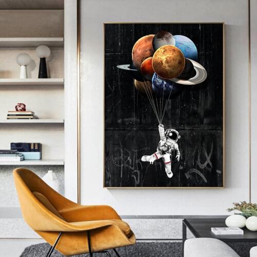 Cartoon Posters and Prints Abstract Astronaut Wall Art Canvas Painting Wall Art Pictures for Living Room Quadros Home Decor