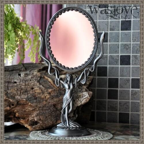 Fregas high-end retro-turning American-European desk mirror double-sided cute little desktop Princess Makeup dressing mirror