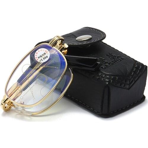 NOMANOV Fold Portable See Far and Near Multifunction Anti-blue Light Progressive Multifocal Reading Glasses Add 75 to Add 400