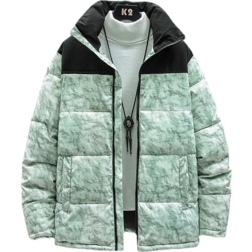 2021 Winter New Cotton Coat Fashion Jacket Mens Korean Style Stitching Loose Trend Brand Camouflage Jacket Thick Warm Jacket