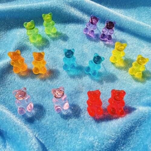 51067 Han Zhishang European and American new jelly bear candy color earrings creative retro simple solid color earrings ladies j