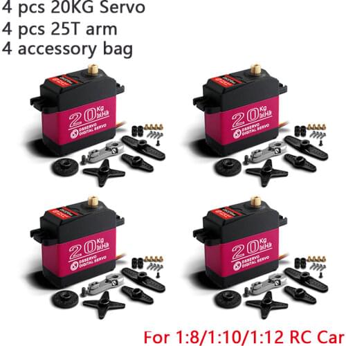 4 pcs Waterproof servo DS3218 Update and PRO high speed metal gear digital servo baja servo 20KG/.09S for 1/8 1/10 Scale RC Cars