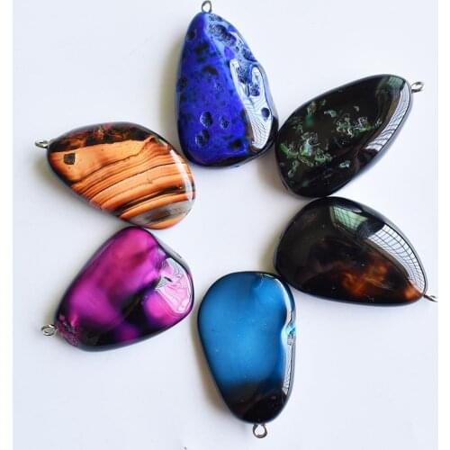 Wholesale 6pcs/lot fashion good quality onyx with skin Irregular shape charm pendants for necklaces jewelry making
