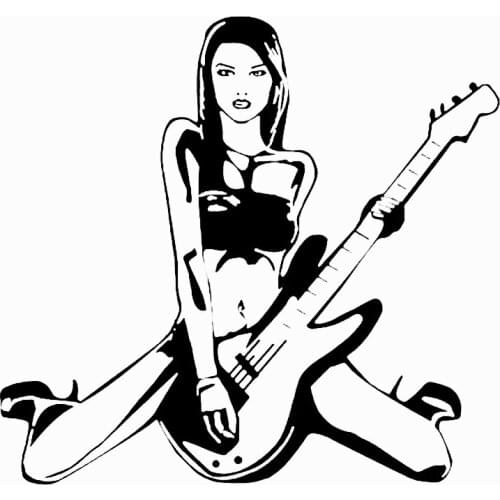 Sexy Guitar Girl Car Sticker Pvc Personality Auto Suitcase Accessories Decorative Waterproof Decal Customizable Colors 15cm*14cm