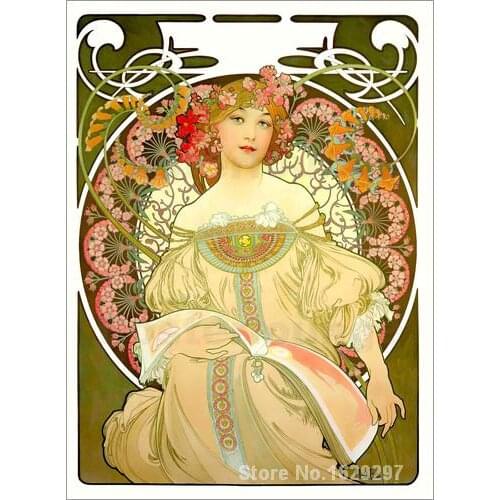 Portrait Woman painting Alphonse Mucha Obraz handmade High quality