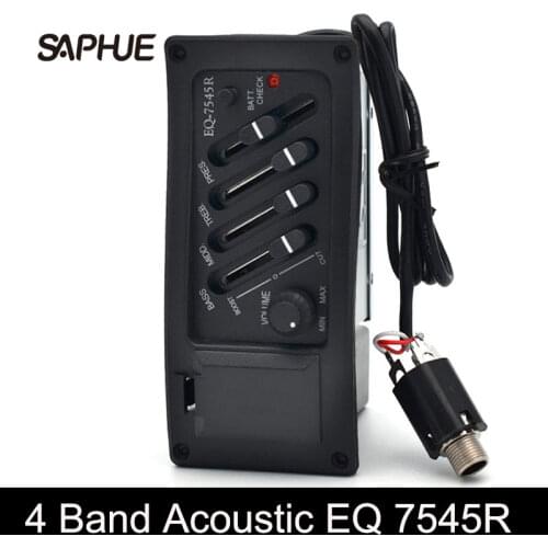 Professional 4 Band Acoustic Guitar Preamp Amplifier EQ 7545R Pickup 6.5MM Output Acoustic Guitar Acceseories Drop Shipping