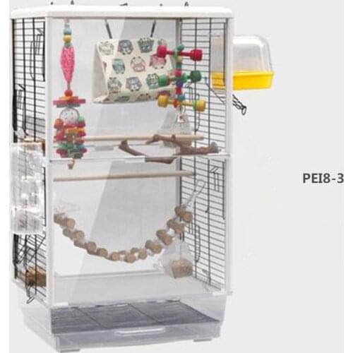 Pet bird cage parrot breeding cage tiger skin peony cloud acacia bird large acrylic transparent bird cage 47x35x80cm